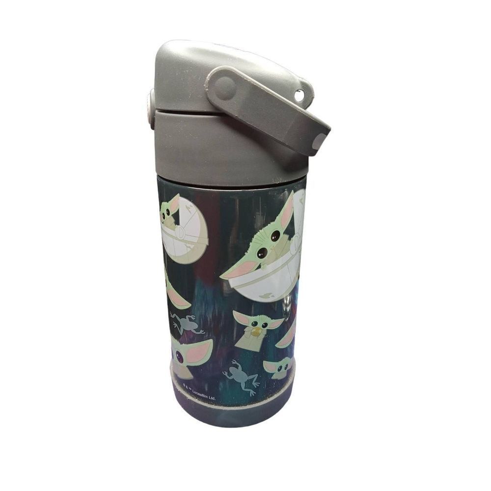 Thermos 12oz FUNtainer Stainless Water Bottle w/ Bail Handle Gray Baby Yoda A203